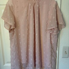 SHEIN Women's Pink Textured Short Sleeve Blouse picture