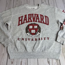 Harvard University Crewneck Sweatshirt Gray Burgundy Crest Graphic Mens Medium picture