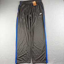 Nike Vintage NWT Track Pants Men's Large Gray Blue Stripe Y2K Zip Ankle Baggy picture