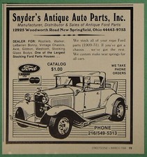 Snyder’s Antique Auto Parts Springfield Deuce Roadster Art Vintage Print Ad 1984 picture