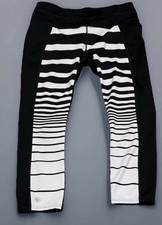 Athleta Women’s Sonar Striped Stretch Black & White Leggings 22” Small NWOT picture