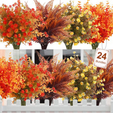 Artificial Fall Flowers Outdoors, 24 Bundles Autumn Fake Plants Faux Plastic Flo picture