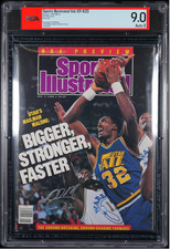 Nov 1988 Sports Illustrated Newsstand Signed 1st Cover Karl Malone PSA 9 RARE picture