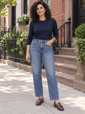 Madewell Classic Straight Jean Medium Wash Frayed Hem High Rise Denim 28 picture