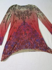 Westbound Women's Blouse Size Small Multicolor Paisley Long Sleeve Asmetric Hem picture