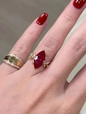 5.00 Ct Natural Ruby & Diamond Engagement Ring Solid 14K Yellow Gold All Size picture