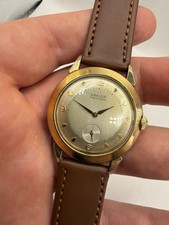 VINTAGE 1950s Gruen Precision Champagne Dial Sub Seconds Mens Dress Watch RUNS picture