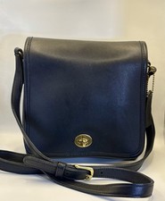 Vintage Coach Black Leather Companion Flap Bag 9076 - Exceptionally Clean picture