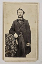 Antique CDV Photo Victorian Handsome Man Muttonchops Jacket Chain Pants Fashion picture