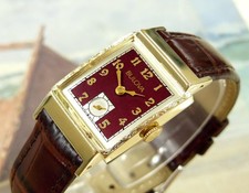 1950 Vintage BULOVA Manual Wind, Stunning MAROON Dial, Serviced & Warranty picture