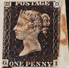 GREAT BRITAIN PENNY BLACK 1840 1d SG.2 PL.3 TIED BY BROWN MX CL TRINITY COLLEGE  picture