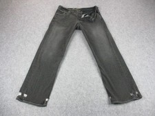 Fox Racing Jeans Mens 38 Black Button Fly Straight Leg Distressed Denim USA picture