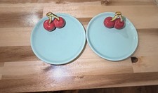 Set of 2 Ceramic Cherry Trinket Dishes with Gold Stems – Sold as Pair picture