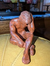 Stunning Red Clay/Terra Cotta,  Art Sculpture of a Man Signed By Artist picture