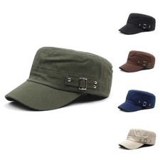 Classic Cotton Army Hat Military Cadet Patrol Style Simple Adjustable Flat Cap picture
