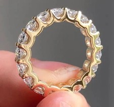 3Ct Round Real Moissanite Full Eternity Wedding Band Ring Solid 14k Yellow Gold picture
