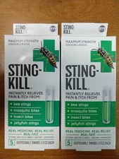 2 Boxes: Sting Kill Max Strength Insect Bite Pain Swabs Exp 11/30/26 (0503) R3P4 picture