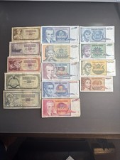 YUGOSLAVIA COMPLETE 14 NOTE SET  DINARA 1981-994. Original picture
