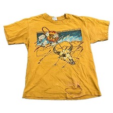 Anvil vtg 90s M Yellow bull skull Graphic Pitkin Colorado Tee distressed  picture