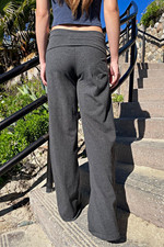 NWT Lot of 2 Brandy Melville Priscilla Pants Charcoal Blue Foldover Flare picture