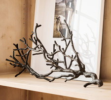 Pottery Barn Handcrafted Cast Branch Decorative Sculpture Silver Bronze 29
