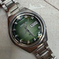 SEIKO 5 ACTUS SS 6106-7690 Automatic Day-Date Vintage JAPAN Green Dial Day-Date picture
