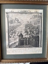 Antique 1750 Aveline le Jeune Engraving La Bataille de Montleri Jean Robert 12