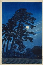 Kawase Hasui : Full Moon in Magome [Woodblock] : 1930 Art Print picture