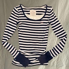 Y2K Hollister Navy Striped Long Sleeve Top picture