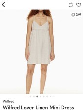 ARITZIA NEW WILFRED “LOVER Linen mini” V-neck White Dress, XS, picture