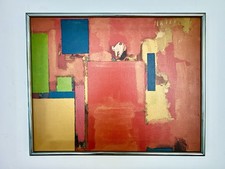 Vintage Hans Hoffman Lithograph On Canvas In Chrome Frame picture