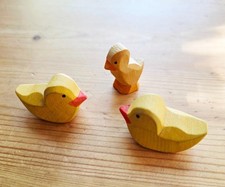 Vintage Ostheimer Wooden Chicks Set of 3 Waldorf Germany Miniature Birds picture
