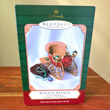 Hallmark Keepsake Santa's Sleigh set of 2 ornaments 2001 QX8872 NEW IN BOX picture