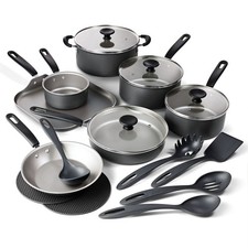 Tramontina Non-stick Cookware Set Sauté Pan Saucepan Utensil Set , 18 Pc - Red picture