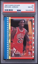 Fleer 1987 Fleer Sticker Michael Jordan #2 Chicago Bulls PSA 8 picture