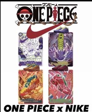 PRESALE Nike x ONE PIECE TCG 4 Card Set P-099 Luffy 3 Don Exclusive Promo READ picture
