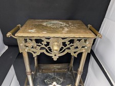 HEAVY 19th c. English BRASS Footman Trivet OTTOMAN 15+lbs ANTIQUE Kettle Stand picture