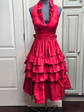 Vtg 80's TD4 by Eletra Vintage Red Halter Ruffle Tier Belted Fit & Flare Dress S picture
