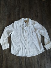 Gold Label Investments Women's Non-Iron Button-Up Shirt 18W 100% Cotton Blouse picture