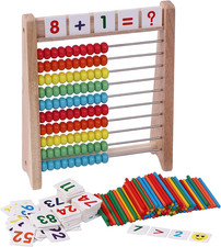 Wooden Abacus for Kids - 100 Counting Sticks and Number Toys Cards 1-100, Educat picture