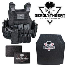 Urban Assault Black Storm Tactical Vest Plate Carrier W/ Level III Armor Plates picture