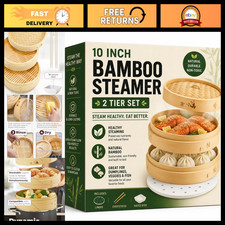 54-Piece Bamboo Steamer Basket Set, 10 Inch - Perfect for Healthy Cooking & Auth picture