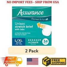 (2 pack) Assurance Unisex Stretch Briefs with Tabs, L/XL, 34 Count picture