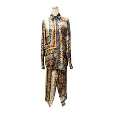 Pierre Louis Mascia Multicolor Silk Printed Blouse & Trouser Set New w/ Tags picture