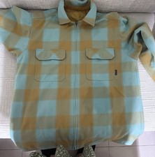Patagonia Reversible Flannel Jacket Rare Yellow With Blue Plaid Puffer Size L picture