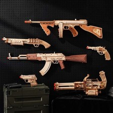 ROKR 3D DIY Wooden Puzzle Pistol Mechanical Gun Model Toy Boy Teens Xmas Gifts picture