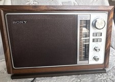 Vintage Sony ICF-9740W AM FM Wood Cabinet Tabletop Radio - New Open Box Tested picture