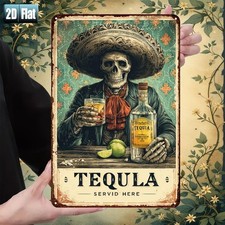 Tequila Served Here Skeleton Aluminum Bar Sign picture