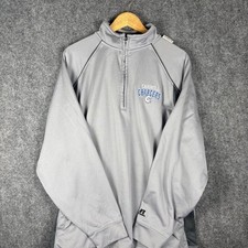 Russell Athletic Mens XL Carroll Chargers Quarter Zip Sweatshirt Gray Dri-Power picture