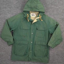 Vintage Woolrich Parka Jacket Mens M Spruce Green Hooded Lined Utility Pockets picture